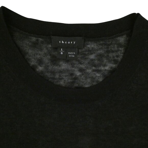 THEORY Ofenia Enchanted crew neck sweater sz L black - Picture 5 of 6